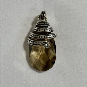 Vintage Brighton Smokey Quartz Pendant silver-plated
